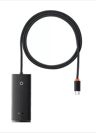 Usb-hub адаптер baseus lite series 4-in-1 (type-c to usb 3.0*4) (1m) wkqx030401 black