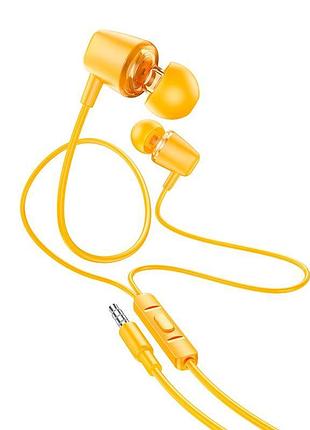 Наушники проводные hoco discoverer universal earphones with mic m107 yellow