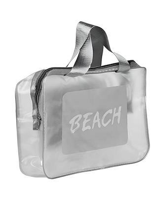 Косметичка дорожная stenson beach r97548 из пвх 26×18×9.5 см, прозрачная с серой окантовкой, 2 короткие ручки