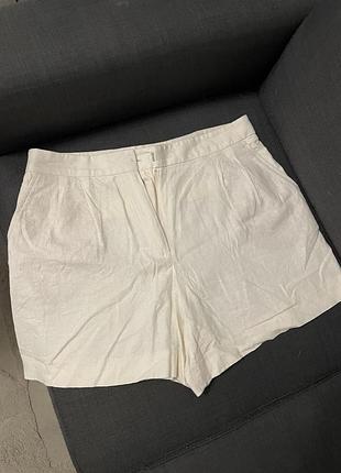 Лляні шорти zara бежеві з кишенями