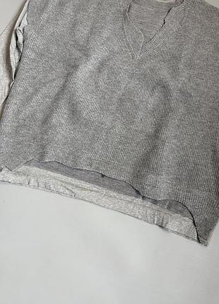 Кофта givenchy -cut & layer wool and cotton sweater distressed size l 4