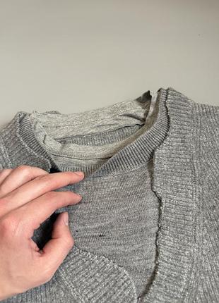 Кофта givenchy -cut & layer wool and cotton sweater distressed size l 6