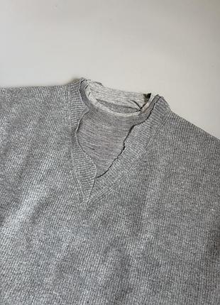 Кофта givenchy -cut & layer wool and cotton sweater distressed size l 3