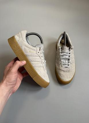 Adidas sambarose grey suede platform 38(23.5cm) gazelle bold campus