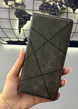 Качественный чехол-книжка leather для xiaomi redmi note 14 4g,защитный чехол-книжка для телефона редми note 14 4g (серый)
