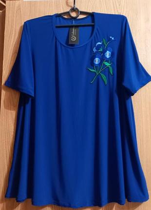 Exclusive - отличный блузон-туника электрик 💙трикотаж💙 аппликация💙 бренд💙