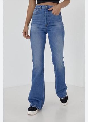 Якісні довгі жіночі джинси з розрізами висока посадка denim co 36/40