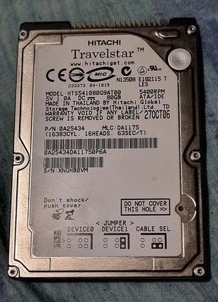 70% ide hdd 2.5 80 гб hitachi 5400 24.4/28.1 жорсткий диск hts541080g9at00 хітачі ATapata