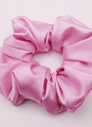 Большая шелковая резинка для волос 12 см розовая handmade 335
