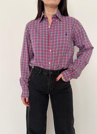 Розовая рубашка в клетку ralph lauren