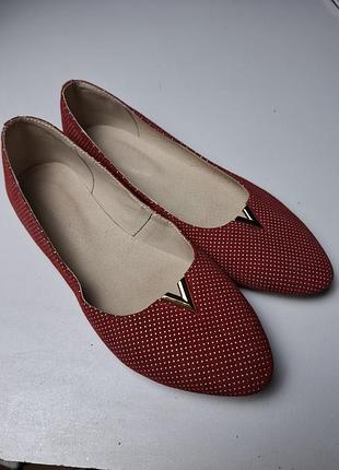 Балетки красные замш женские (900)