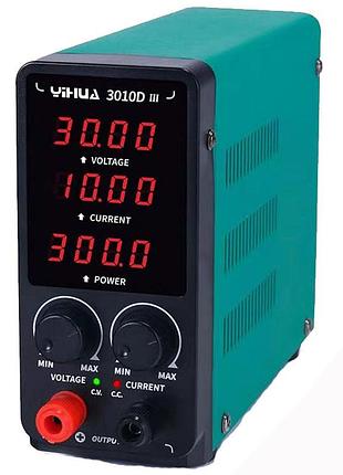 Блок питания yihua 3010d-iii, 30v, 10a, 300w импульсный, цифровая индикация (v/a/w) компактный