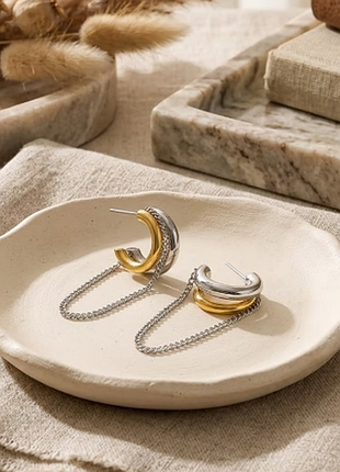 Миниатюрные серьги с цепочкой нержавеющая сталь stainless steel