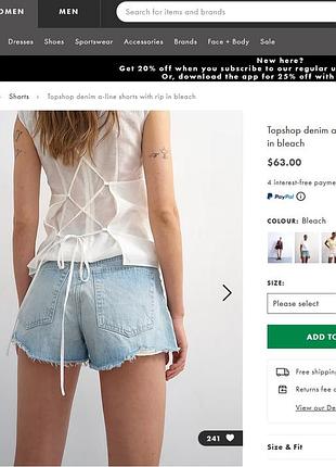 Стрейтчевые джинсовые шорты topshop (сша) р. uk 10 - s