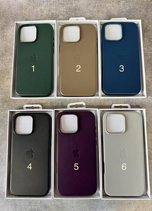 Чехол leather case magsafe + animation full size iphone 16 pro max / green / кожаный чехол для айфон / анимация