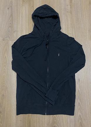 Allsaints чоловіча зіп худі тоненька з еластаном чорна кофта чоловіча розмір м з капюшоном на замку