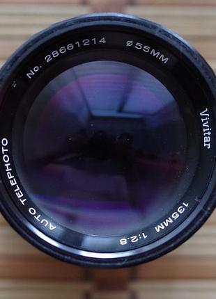 Объектив vivitar 135 mm 2.8 для olympus om с крышками