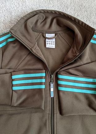 Олимпийка женская короткая adidas 3-stripes оригинал винтаж спортивная кофта на зепке хаки ретро