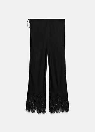 Атласные брюки zw collection с вышивкой