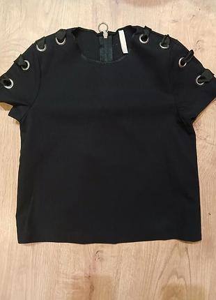 ✨ zara черный топ с люверсами и лентами ✨