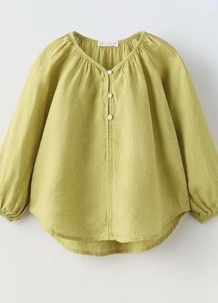 New collection! красива лляна сорочка/рубашка/блуза/туніка zara для дівчинки 6-7 років