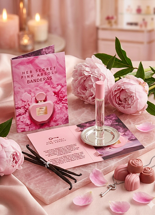 Banderas her secret pink absolu eau de parfum -
ванільно-квітковий аромат з акордом півонії та гурманськими відтінками, 1.5 мл