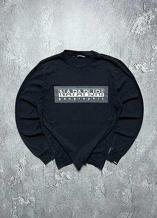 Vintage винтажный лонгслив napapijri напапири big logo casual кэжуал size m размер м