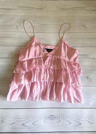 Розовый топ с рюшами zara