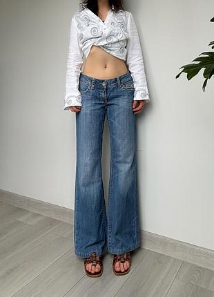 Джинсы винтаж vintage голубые esprit 38 низкая талия посадка bootcut flared клёш wide leg 2000s 90s y2k