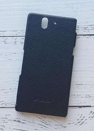 Чохол для sony xperia z (c6603) шкіряний, чорний, melkco