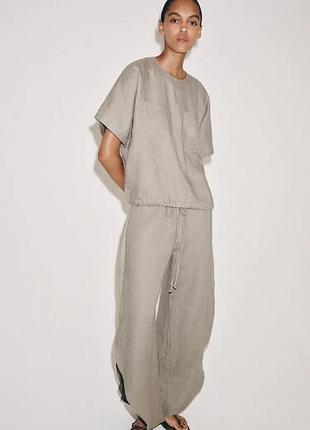 Топ zw collection из 100% льна на шнурках