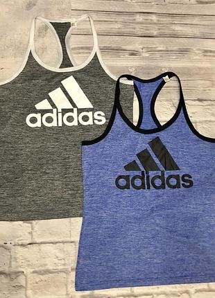 Майка adidas performance badge of sport s синяя и серая