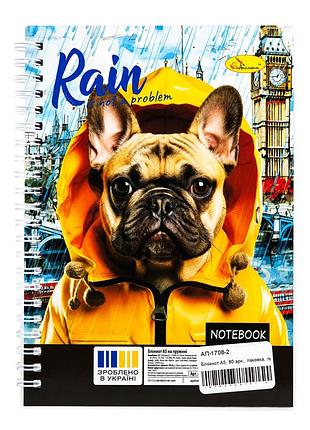 Блокнот для записей rain is not a problem ап-1708-2 а5, 80 листов, пружина сбоку
