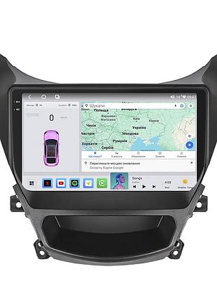 Штатная магнитола lesko для hyundai avante v 2010-2015 экран 9" 4/64 qled carplay 4g wi-fi gps 360 prime