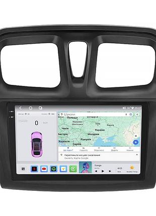 Штатна магнітола lesko для dacia logan ii рестайлінг 2016-2020 екран 9" 4/64 qled carplay 4g wi-fi gps 360 prime