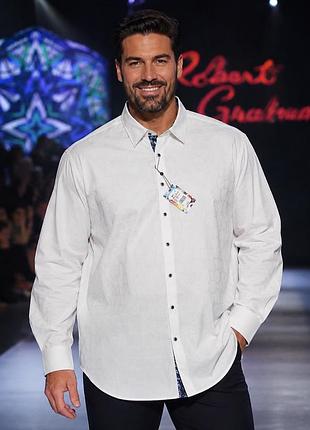 Чоловіча сорочка robert graham біла 3xl- 4xl 100% бавовна