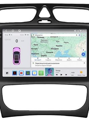Штатная магнитола lesko для mercedes-benz c-класс ii (w203) 2000-2004 экран 9" 4/64 qled carplay 4g wi-fi gps 360 prime