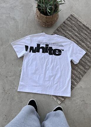 Рідкісна біла оверсайз футболка off white з великим логотипом на спині й маленьким на грудях