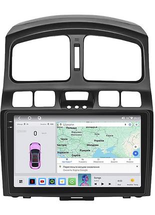Штатна магнітола lesko для hyundai santa fe i 2000-2012 екран 9" 4/64 qled carplay 4g wi-fi gps 360 prime