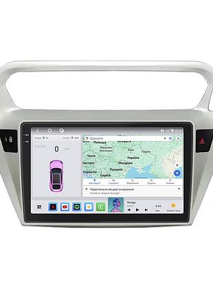 Штатна магнітола lesko для citroen c-elysee i рестайлінг 2016-н.в. екран 9" 4/64 qled carplay 4g wi-fi gps 360 prime
