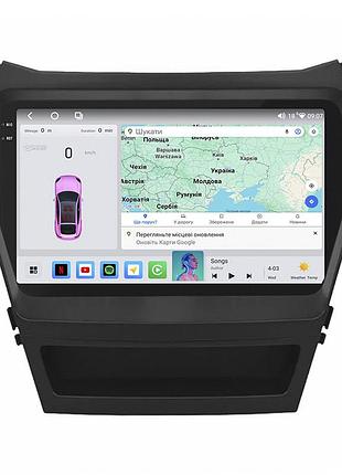 Штатна магнітола lesko для hyundai santa fe iii 2012-2016 екран 9" 4/64 qled carplay 4g wi-fi gps 360 prime