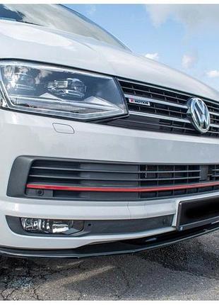 Передний лип-спойлер dpt (черный глянец) для volkswagen t5 transporter 2003-2010 гг