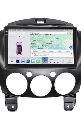 Штатна магнітола lesko для mazda 2 ii рестайлінг (de2) 2010-2014 екран 9" 4/64 qled carplay 4g wi-fi gps 360 prime