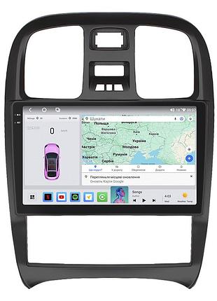 Штатна магнітола lesko для hyundai sonata iv (ef) рестайлінг 2001-2012 екран 9" 4/64 qled carplay 4g wi-fi gps 360 prime