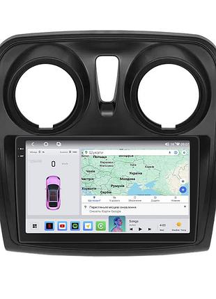 Штатная магнитола lesko для dacia sandero ii рестайлинг 2016-2020 экран 9" 4/64 qled carplay 4g wi-fi gps 360 prime