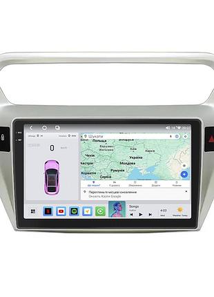 Штатна магнітола lesko для peugeot 301 i 2012-2016 екран 9" 4/64 qled carplay 4g wi-fi gps 360 prime