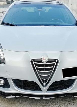 Передня lip накладка dpt (abs, чорний глянець, 3шт) для alfa romeo giulietta 2010-2020 рр