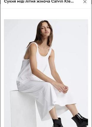 Хлопковое платье миди calvin klein