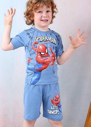 Летний комплект для мальчика spider-man, турецкое качество рост 122-128 128-134