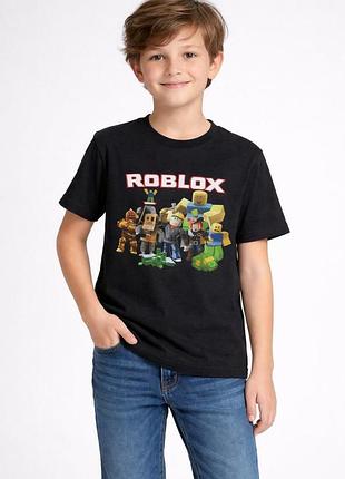 Дитяча футболка roblox для хлопчика з принтом персонажів roblox, чорна, 116-152 см 140-146